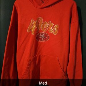 San Francisco 49ers Red Rhinestone Hooded Sweatshirt